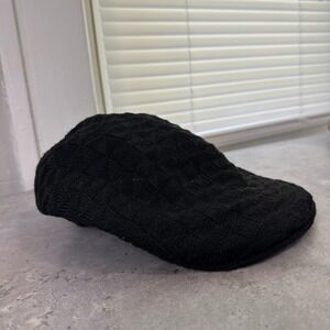 Mens Sean John Black Knit Driving Cap Gatsby‎ Newsboy Hat M/L